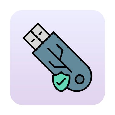 usb güvenli web için basit simge.