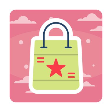 Alışveriş poşeti simgesi, vektör illüstrasyonu basit tasarım