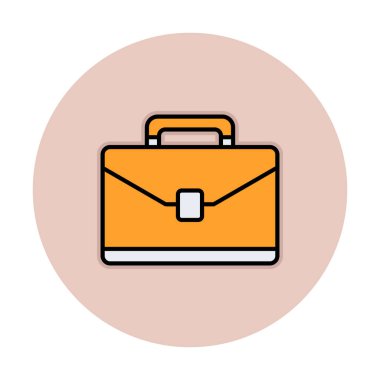 Evrak çantası vektör düz simgesi. İş durumu simgesi, bavul emojisi, vektör illüstrasyonu