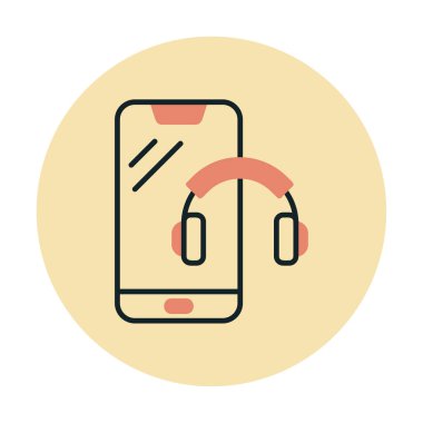 Kulaklık simgesi illüstrasyonlu akıllı telefon
