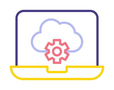 Bulut hesaplama. Bulut deposu. İnternet teknolojisi. Çevrimiçi servis. Data, bilgi güvenliği. Taslak vektör simgeleri kümesi. Veri Eşzamanlaması, Aktarım, Erişim ve diğer şeyleri içerir.