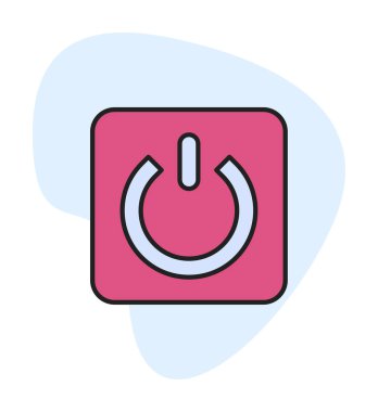 Güç düğmesi simgesi. İnce çizgi çizimi. vektör simgesi beyazda izole edildi