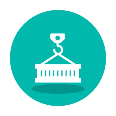 Girder ağ simgesi. Yapı konsepti, vinç kancası, çelik kiriş, vektör çizimi