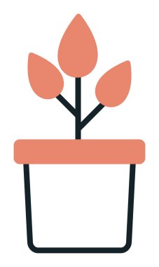 pot simge vektör çizim bitki