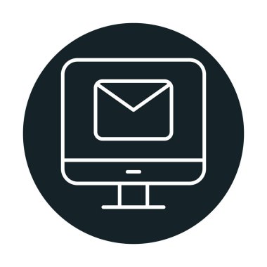 Beyaz arkaplanda bilgisayar e- posta vektör illüstrasyonu