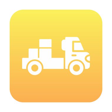 Web ve mobil uygulama tasarımınız için kutu simgesi vektörü olan kamyon, dağıtım kamyonu logosu konsepti