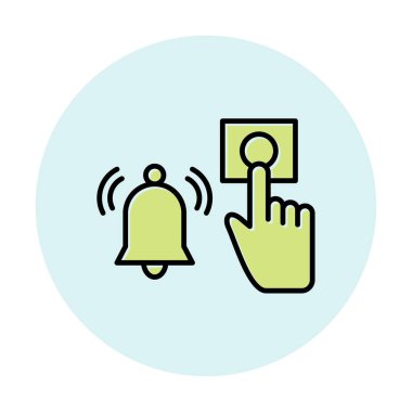 Acil durum alarm düğmesine basın Web simgesi, vektör illüstrasyonu 