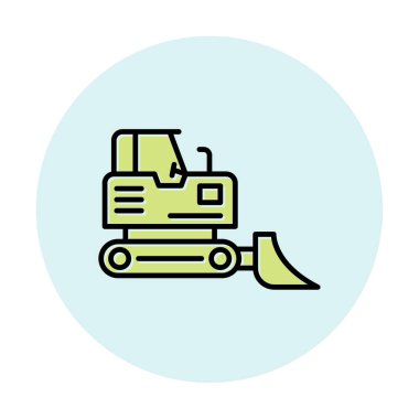 Buldozer simgesi vektör logosu illüstrasyonu