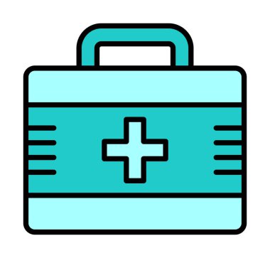 İlk yardım çantası simgesi. Acil durumlar için tıbbi ekipman