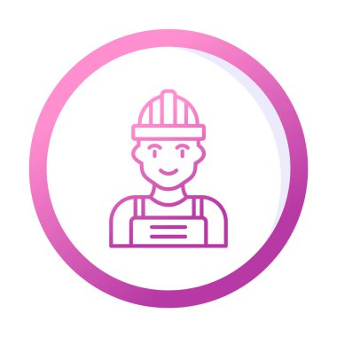 Kask simgesi olan işçiler, vektör illüstrasyonu 