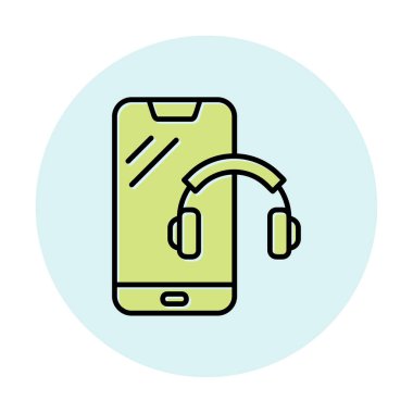 Kulaklık simgesi illüstrasyonlu akıllı telefon