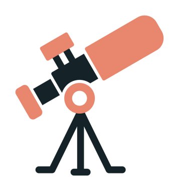 Teleskop düz simgesi. Eğitim ve astronomi elementi, dürbün ve araştırma yıldızları vektör grafikleri