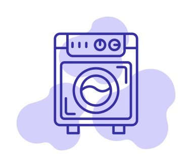 çamaşır makinesi simgesi. Kıyafetler için çamaşır makinesi vektör simgesi çizimi.                                        