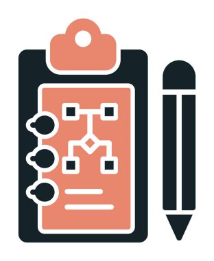 Kalem simgesi, vektör illüstrasyonlu pano üzerinde plan 