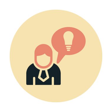 Fikri olan iş adamı, ampul ikonu vektör illüstrasyonu