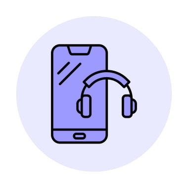 Kulaklık simgesi illüstrasyonlu akıllı telefon