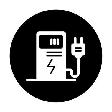 Elektrik Şarj İstasyonu ikon vektör çizimi