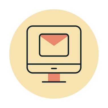 Beyaz arkaplanda bilgisayar e- posta vektör illüstrasyonu