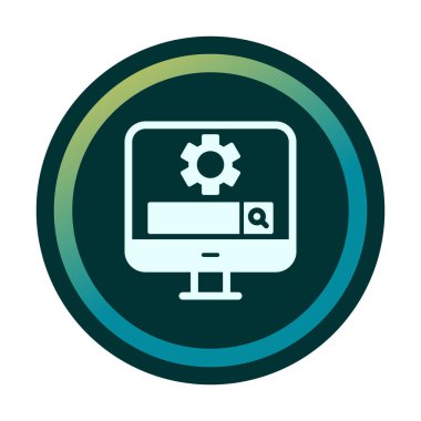 Beyaz arkaplanda Bilgisayar Arama Motoru vektör çizimi