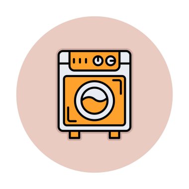 çamaşır makinesi simgesi. Kıyafetler için çamaşır makinesi vektör simgesi çizimi.                                        