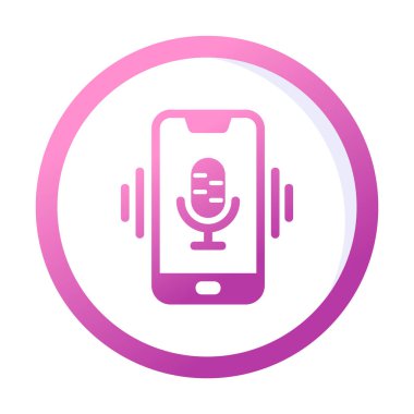 Beyaz arkaplan üzerinde Mobil Ses Yardımcı Vektör çizimi