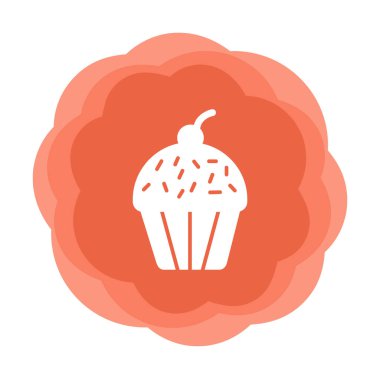 Kek renkli ikon, kek klipsi sanat, vektör illüstrasyonu