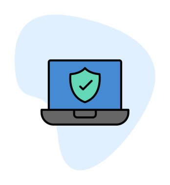 Güvenli dizüstü bilgisayar ikonu vektör çizimi