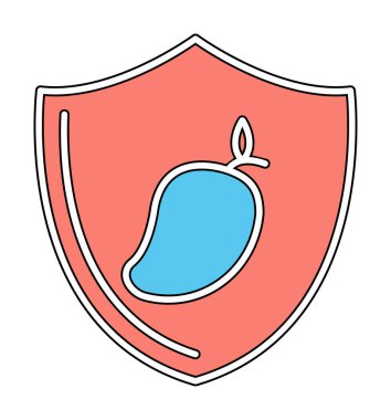 Shield 'in mango meyveli vektör çizimi   