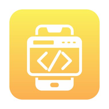 Beyaz arkaplanda akıllı telefon kodlama vektör çizimi