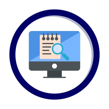 Bilgisayar simgesini ara. Bilgisayar ve büyüteç işareti. Bilgisayar sembol bul. 