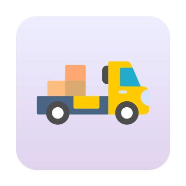 Web ve mobil uygulama tasarımınız için kutu simgesi vektörü olan kamyon, dağıtım kamyonu logosu konsepti