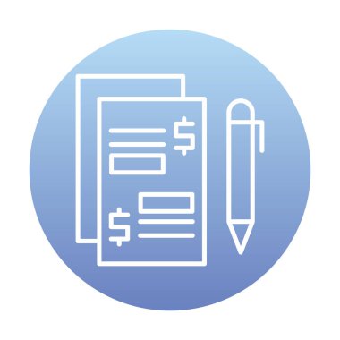 Kalem ikonlu kağıt. Ödenmiş Makaleler konsepti, vektör illüstrasyonu