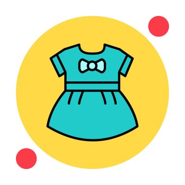 Bebek kız elbisesi ikonu, vektör illüstrasyonu