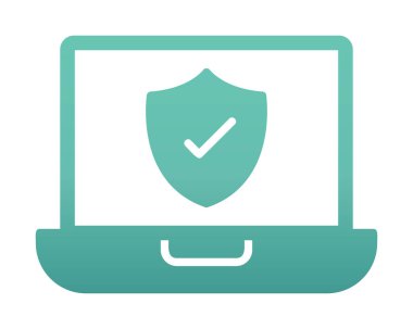 Güvenli dizüstü bilgisayar ikonu vektör çizimi