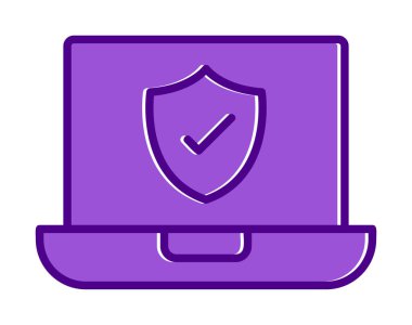 Güvenli dizüstü bilgisayar ikonu vektör çizimi