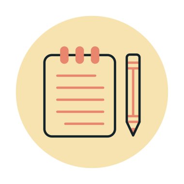 Basit not defteri simgesi, vektör illüstrasyonu