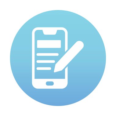 Beyaz arkaplanda not defteri simgesi olan akıllı telefon 