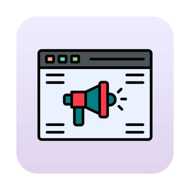 Çevrimiçi Reklam simgesi, vektör illüstrasyonu        