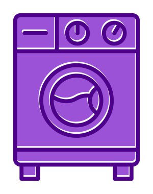çamaşır makinesi simgesi, vektör illüstrasyonu