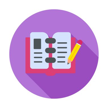 açık kitap ve kalem simgesi, vektör illüstrasyonu 