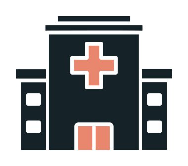 Hastane düz vektör illüstrasyon simgesi
