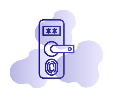 Parmak izi Kapı Koruma Simgesi Vektör İllüstrasyonu