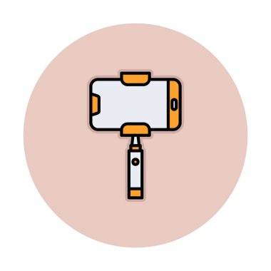 Akıllı telefon web simgesi, vektör illüstrasyonlu selfie çubuğu 