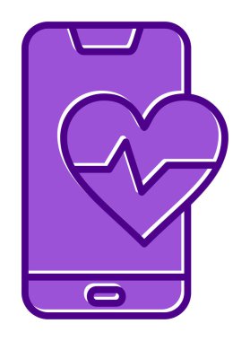 Akıllı telefon ekranında kalp atış hızı sembolü, satır biçimi simgesi, vektör tasarımı 