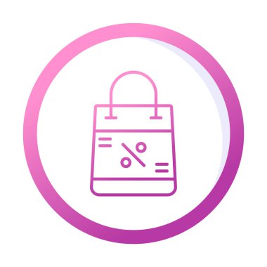 İndirim ve alışveriş çantası vektör çizgisi simgesi, satış konsepti                       