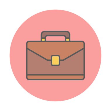 Evrak çantası vektör düz simgesi. İş durumu simgesi, bavul emojisi, vektör illüstrasyonu