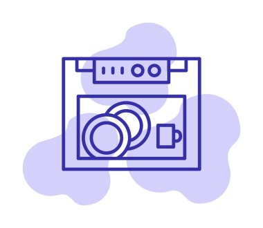 Bulaşık makinesi düz simgesi. Vektör çizim