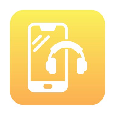 Kulaklık simgesi illüstrasyonlu akıllı telefon