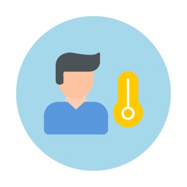 Hasta kişi ikonu. Yüksek sıcaklık simgesi. Vektör illüstrasyonu.