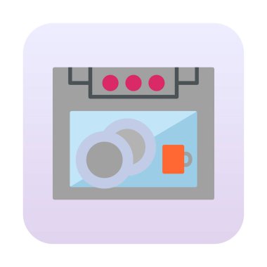 Bulaşık makinesi düz simgesi. Vektör çizim